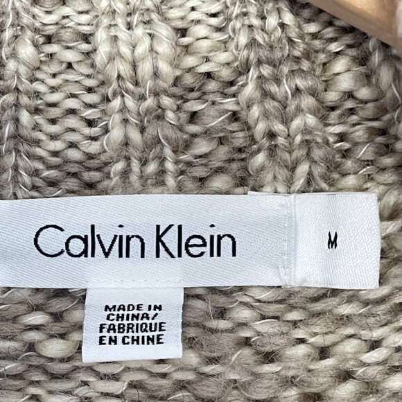 Calvin Klein Chunky Knit Cardigan Sweater Womens M Wool Mohair Cozy Fall Style - Picture 10 of 14